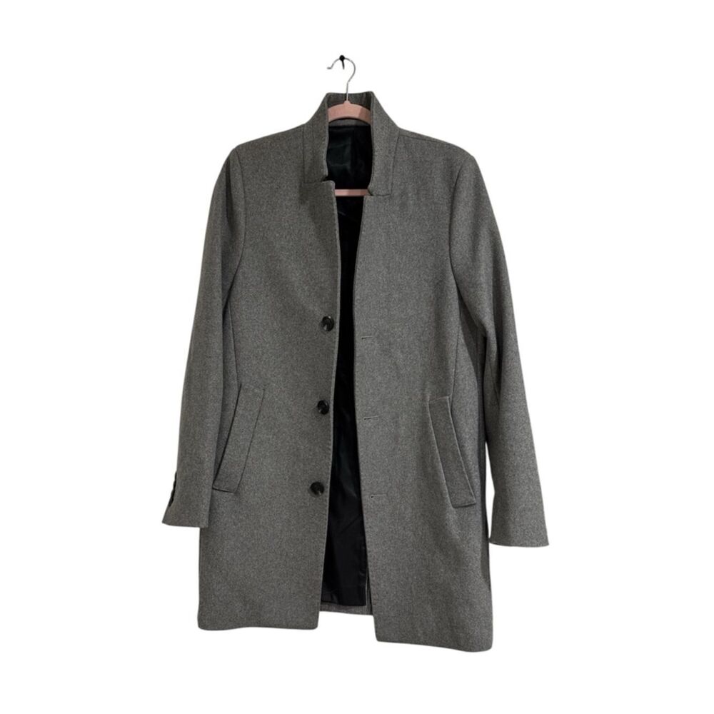 H&M Classic Grey Wool Blend Overcoat EUC